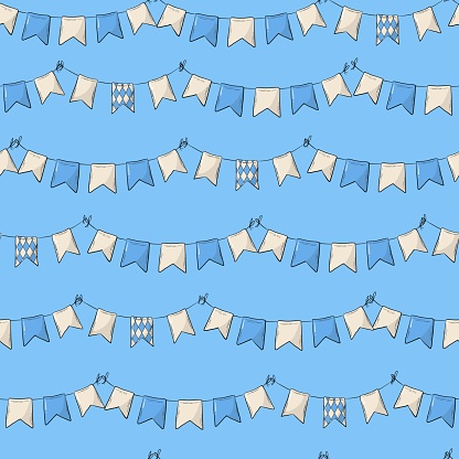 Beer Fest seamless pattern with hand drawn garlands for wallpaper, prints, packaging, scrapbooking, stationary, backgrounds, etc. EPS 10