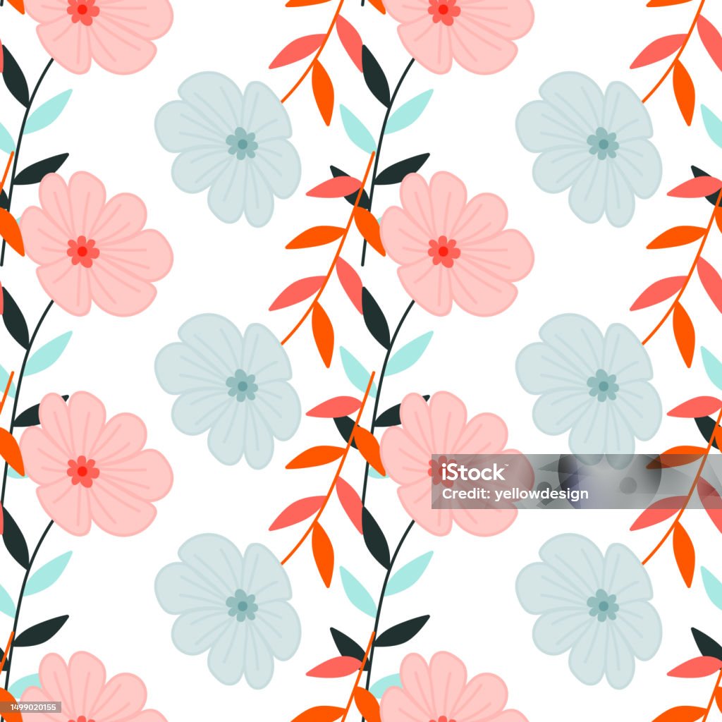 Stylised Flower Patterns Simple Stylized Flower Seamless Pattern Decorative Naive Botanical ...