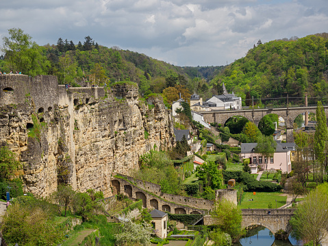 spring time in the old city of Luxembourg in Europe