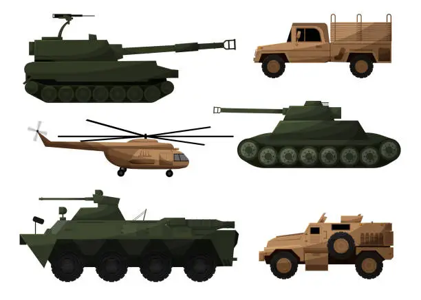 Vector illustration of Military production set