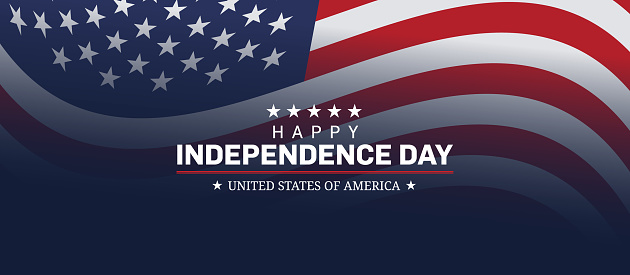 4th of July, Independence Day of USA. greeting card with background in United States national flag colors and text Happy Independence Day. Vector illustration.