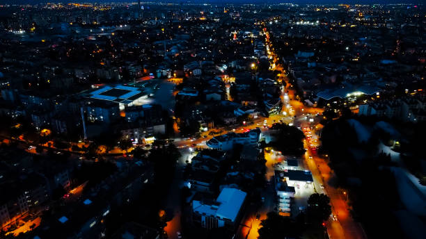 istock Evliya Celebi Park Konya Landscape Shooting with Drone at Night 1499028753
