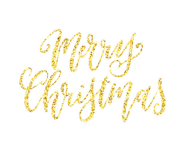 istock Merry christmas greetinig card with golden glitter lettering 1499029563