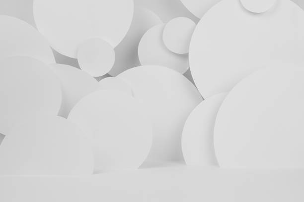 istock White abstract background of circles pattern with perspective, floor as stage mockup for presentation cosmetic products, goods, advertising, design in elegant soft light modern simple style. 1499034956