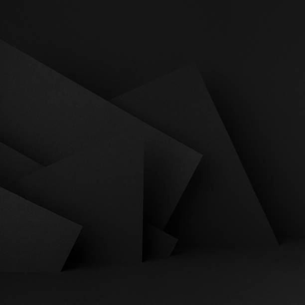 istock Modern dark black stage mockup with abstract geometric pattern of corners, edges and triangles as relief for presentation cosmetic products, goods, advertising, design in urban graphic style, square. 1499035031