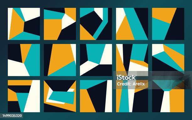 Modern Geometric Sharp Shapes Geometry Bauhaus Bold Square Elements ...