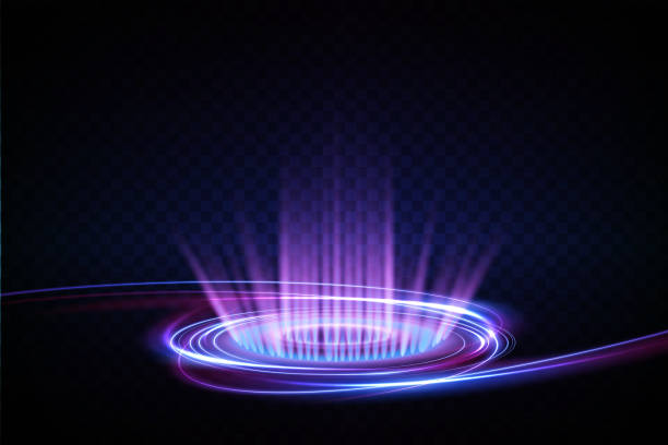 istock Magic fantasy portal. Round light frame, futuristic teleport. light effect. Neon lights illuminate the night scene with sparks on a transparent background. Light effect of an empty podium. 1499036952