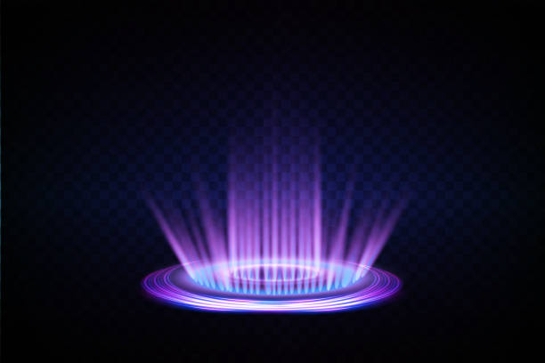 istock Magic fantasy portal. Round light frame, futuristic teleport. light effect. Neon lights illuminate the night scene with sparks on a transparent background. Light effect of an empty podium. 1499036953