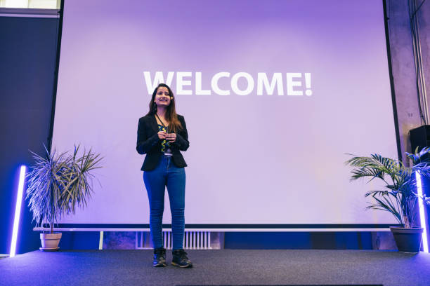 istock Indian businesswoman making a presentation at tech conference. 1499038815
