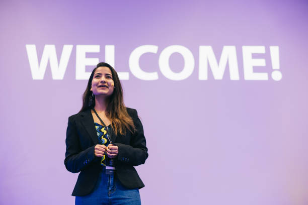 istock Indian businesswoman making a presentation at tech conference. 1499038825