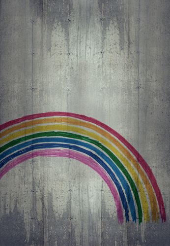 Rainbow painted on a concrete wall