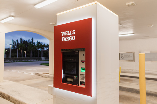 A Wells Fargo Drive-Thru ATM in Palm Beach, Florida in 2023
