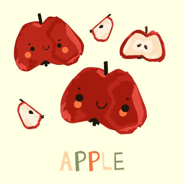 Vector illustration of Vector illustration of an apple of different shapes