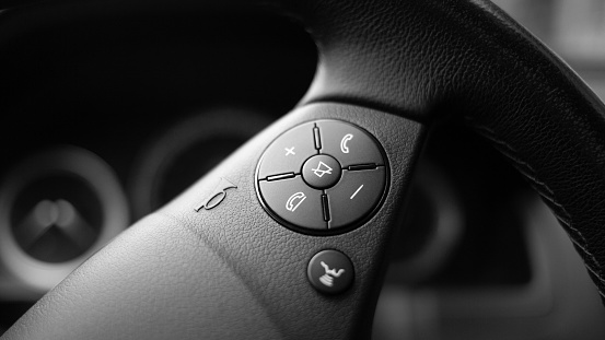 controls on a multifunction steering wheel