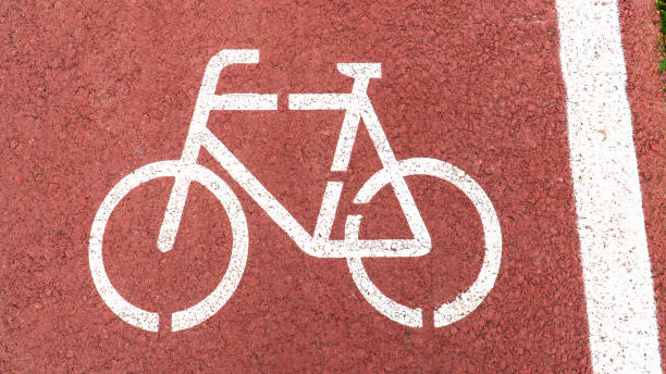 istock Bicycle road. Bike path. Bicycle lane. Road for bicycles. Net zero carbon city concept. Zero emission transportation concept 1499056288