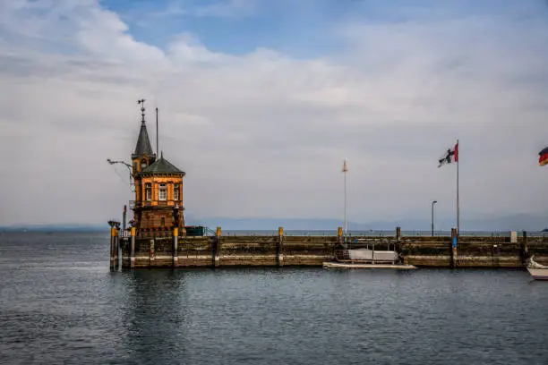 Lighthouse In South Pier On Bodensee In Konstanz, Germany