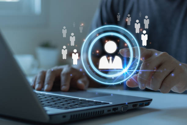 istock HR Human Resource Management, Customer Relationship, Businessman with global structure customer network technology, Data exchanges development. customer service, social media. digital marketing online 1499066644