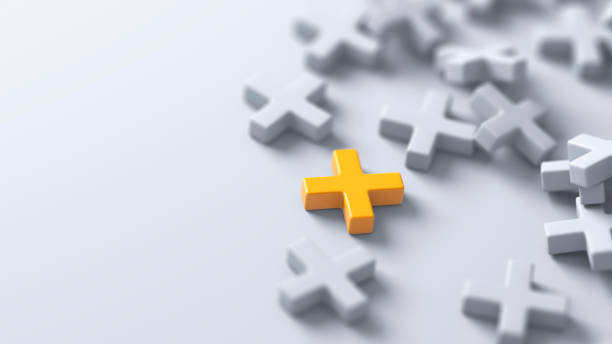 Single yellow plus symbol standing out