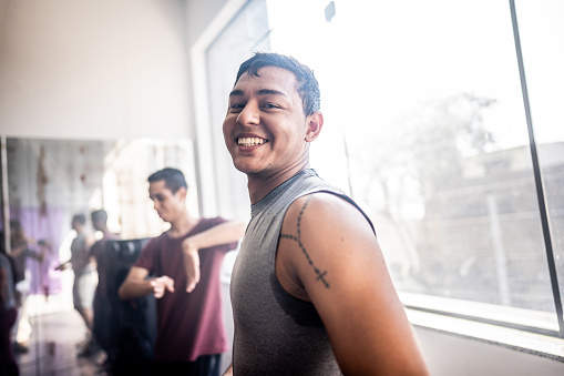 Portrait of a young man in a dancing class at a dance studio
