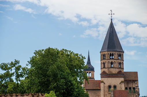 Skyline of Cluny with the Cluny Abbey Bell Tower