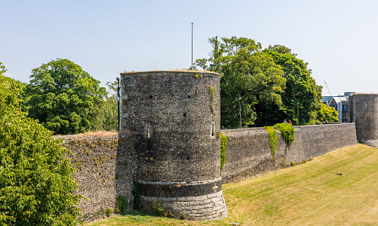 Canterbury town walls, district of Kent England. . The wall built in the late fourteenth and fifteenth centuries over the Roman wall.