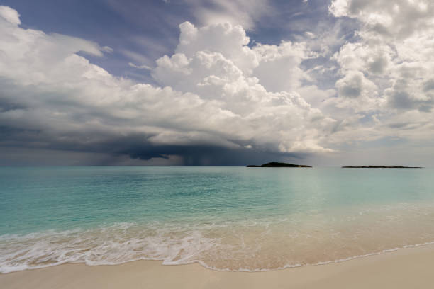 Sea shore on the Caribbean beach in the Zona Hoteleria in Cancun Quintana Roo Mexico.