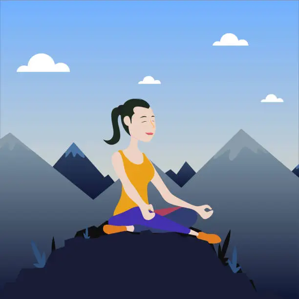 Vector illustration of Yoga in the Mountains