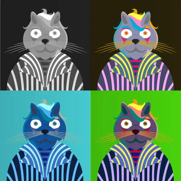 Vector illustration of Domestic cat portrait