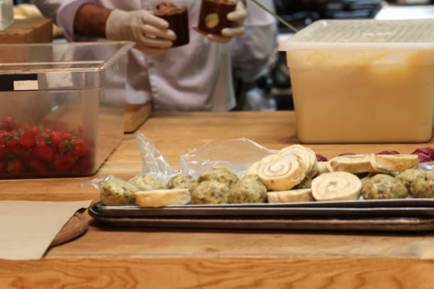 Close up of cake with chef