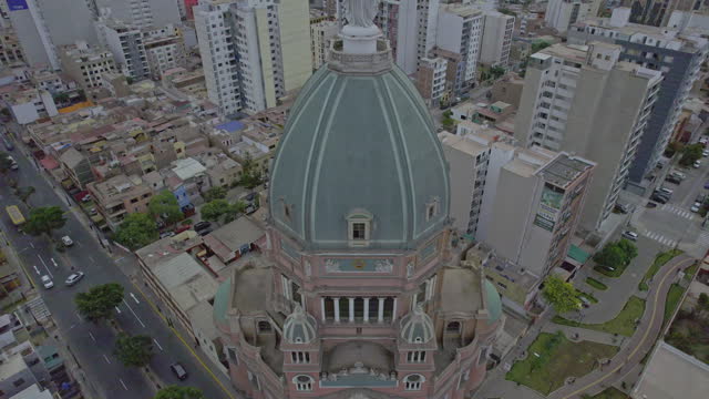 Aerial view of the Immaculate Heart of Mary Church, located in the district of Magdalena. Lima.