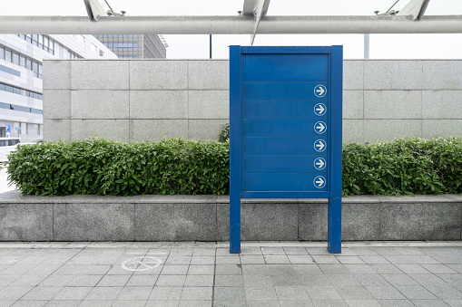 The blue sign of the public passage