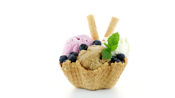 istock Ice cream scoops in wafer bowl 1499084020