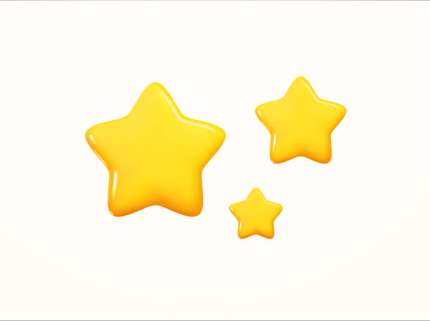 istock 3d yellow or gold stars in minimal style, isolated on white background. Design concept for rating, premium, shining, high level and rank. 3d vector illustration. 1499086722