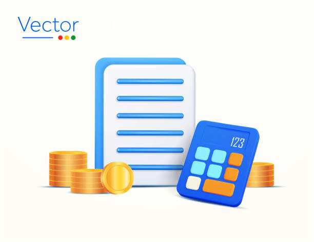 istock 3d documents or files with calculator, stacks of coins, isolated on background. Design concept for accounting, fund, finance, banking, investment. 3d vector illustration. 1499086967