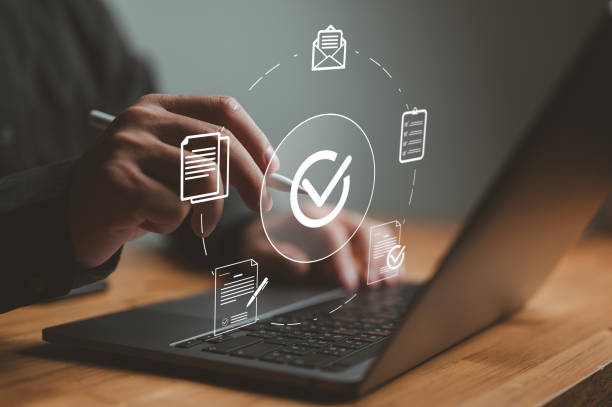istock Standard quality control certification assurance service, Guarantee, Standards, ISO certification and standardization, satisfaction, service experience, show the standards of products and services. 1499087903