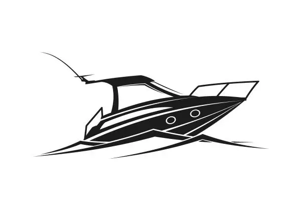 Vector illustration of Yacht or motorboat silhouette - cut out vector icon