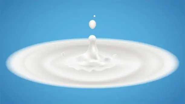 Vector illustration of Realistic Vector illustration Milk splash isolated on blue background