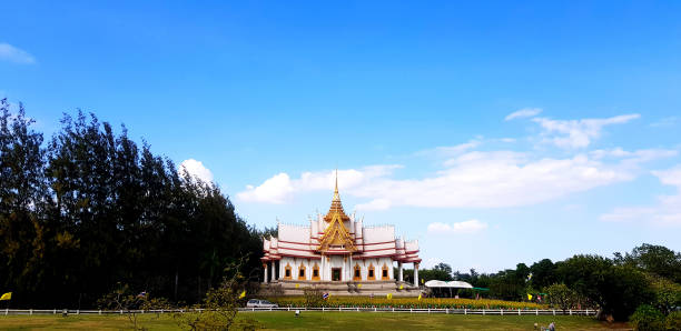 istock Wat Luang Phor Toh temple with pine trees, clear blue sky and cloud background at Sikhio, Nakhon Ratchasima, Thailand. 1499093992