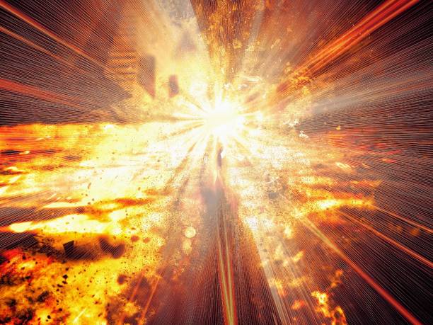 istock 3d illustration of explosion and flying debris 1499101344