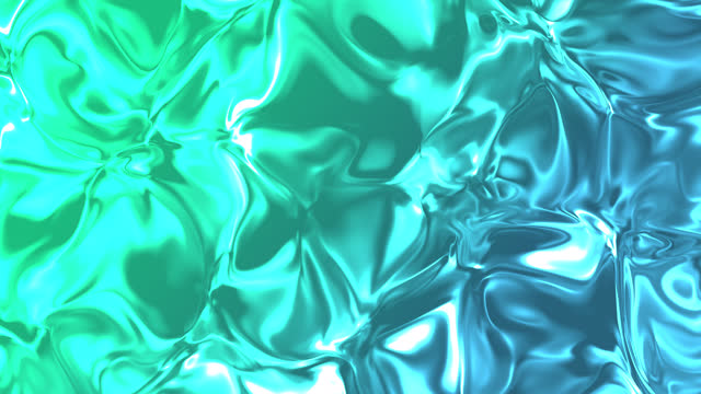 Shiny green and blue gradient crystal liquid meld and mix smoothly, loopable motion background.
