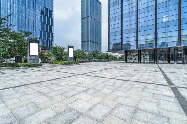 istock modern buildings and empty pavement in china 1499105150