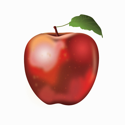 Ripe Red Apple With Leaf
