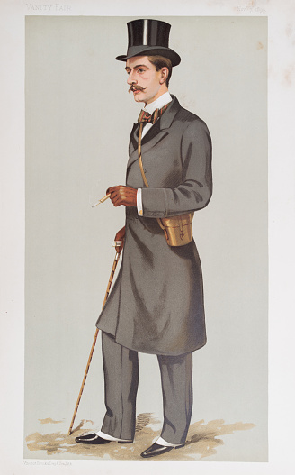 Albert Frederick Calvert, author, traveller and mining engineer - Original print caricature from 