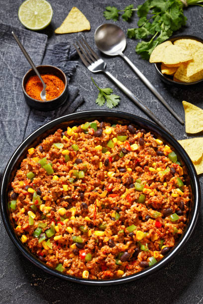 istock Mexican ground beef casserole with rice, beans 1499113813