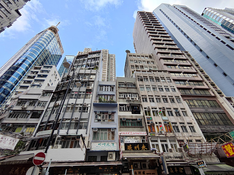 Old fashioned condominiums in Sheung Wan, Hong Kong.