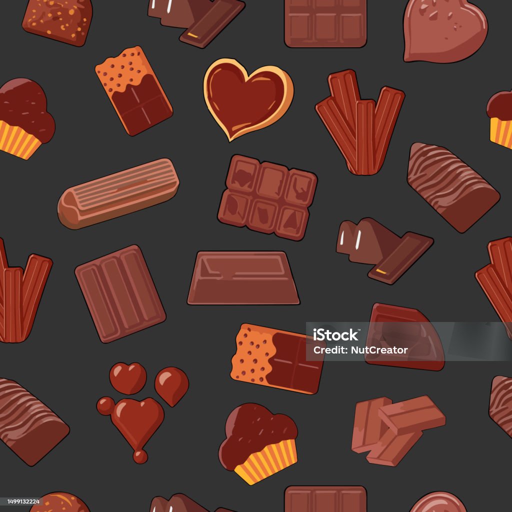 Simple Pattern Chocolate Chocolate Pattern Seamless Vector On Black Background Chocolate Pattern ...