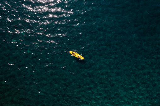 Aerial View of Kayak on the Sea