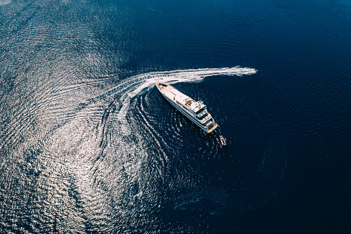 Aerial View of Luxury Boat in Turquoise Waters