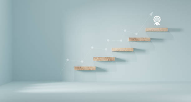 istock Growth or increase design concept. Cube block staircase moving step growing up to target. Success achievement or goal business motivation. 1499138715