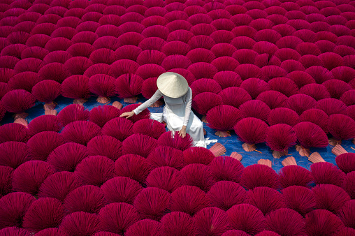 Drying incense stick in vietnam